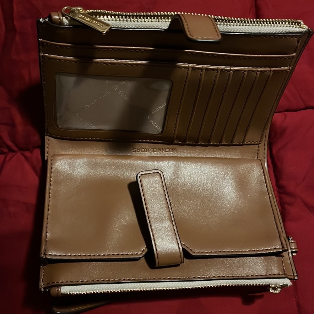 Beige wristlet wallet